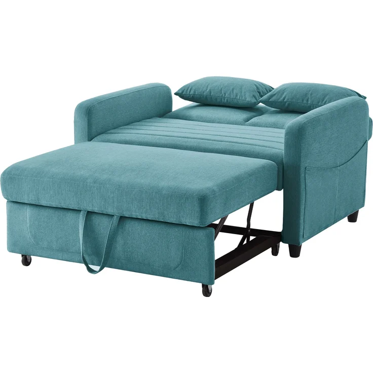ZUBALIYA Sofa 166x95 cm, mit Ausziehbett, mit breiten Armlehnen, mit Schaumstoffpolsterung, ohne aufwendige Montage, Natur – Bild 20