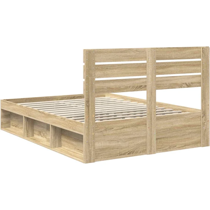 vidaXL Bettrahmen Sonoma 140 x 190 cm Massives Kiefernholz 3411417 – Bild 8
