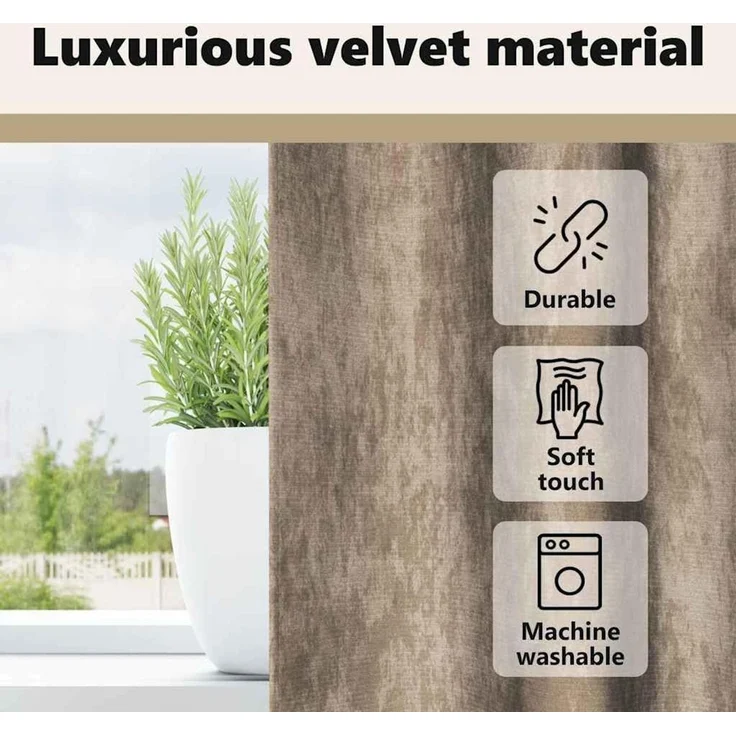 vidaXL Samtvorhänge 2 stk. Champagner 225 x 140 cm Samt 4107745 – Bild 4
