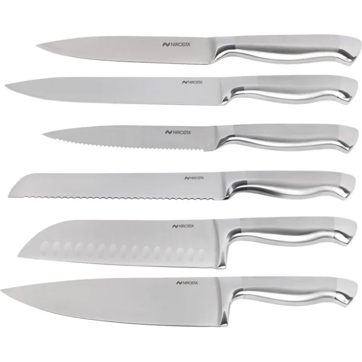 Nirosta Messer-Set Santukomesser, Universalmesser, Kochmesser, Küchenmesser gezahnt – Bild 1