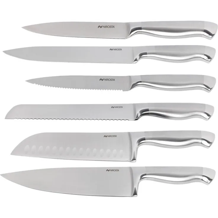 Nirosta Messer-Set Santukomesser, Universalmesser, Kochmesser, Küchenmesser gezahnt