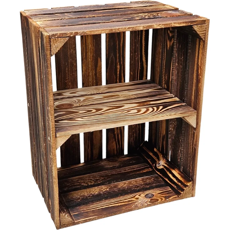 DIY Holzkiste 50x40x30cm geflammt | Vintage Regal, Schuhregal | Shabby Chic Deko