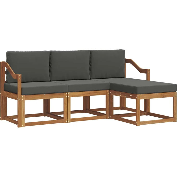 vidaXL Outdoor-Sofagarnitur 4 stk. 3-Sitzer Natur und Anthrazit 3366235 – Bild 2