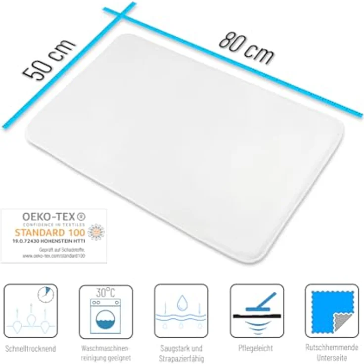 Sanilo Badematte mit Motiv, rutschhemmend, waschbar, schnell trocknend, fußbodenheizungsgeeignet, Polyester, rechteckig, 50 x 80 cm oder 70 x 110 cm – Bild 2