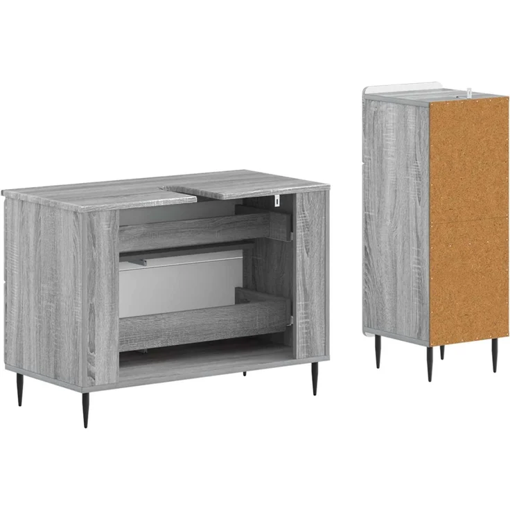vidaXL 2-teiliges Badezimmer Schrank Set ZWOLLE Sonoma-Grau 3417681 – Bild 4