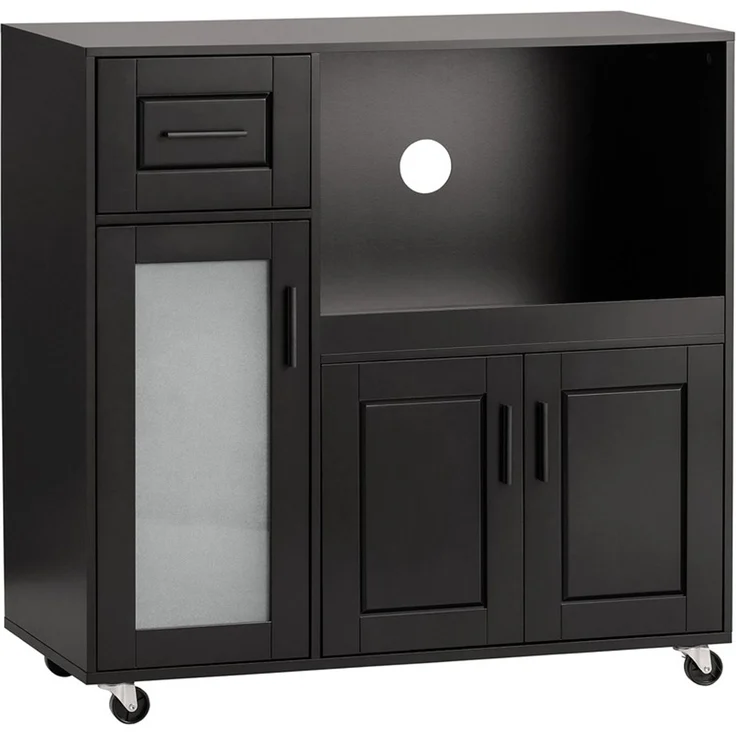 SoBuy FSB78-SCH Kücheninsel, MDF, Lackiert, Schwarz, 88,5 x 89 x 40 cm – Bild 1