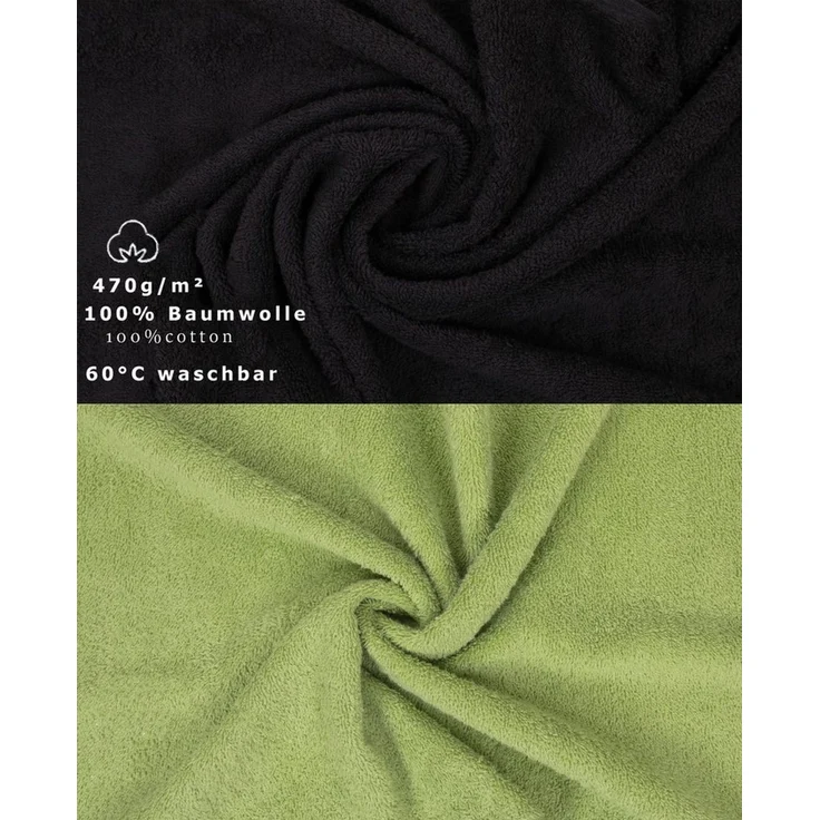 Betz Waschhandschuh 10 Stück Waschhandschuhe Premium 16x21 cm Farbe Graphit - avocadogrün, (10-St) – Bild 2