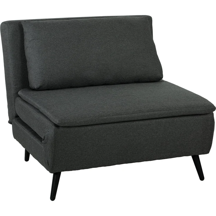 Schlafsessel, 3-in-1 Klappbarer Leinen-Schlafsessel mit verstellbarer Rückenlehne, S-Federn, Metallbeinen, Dunkelgrau--Dunkelgrau--90x89x79cm--YOUDENOVA – Bild 2