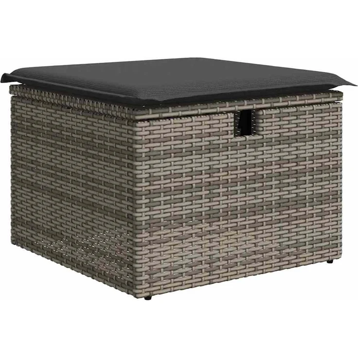 vidaXL Gartensofa-set mit Kissen mit Speicher 4 pcs Grau Poly-Rattan 3358848 – Bild 6