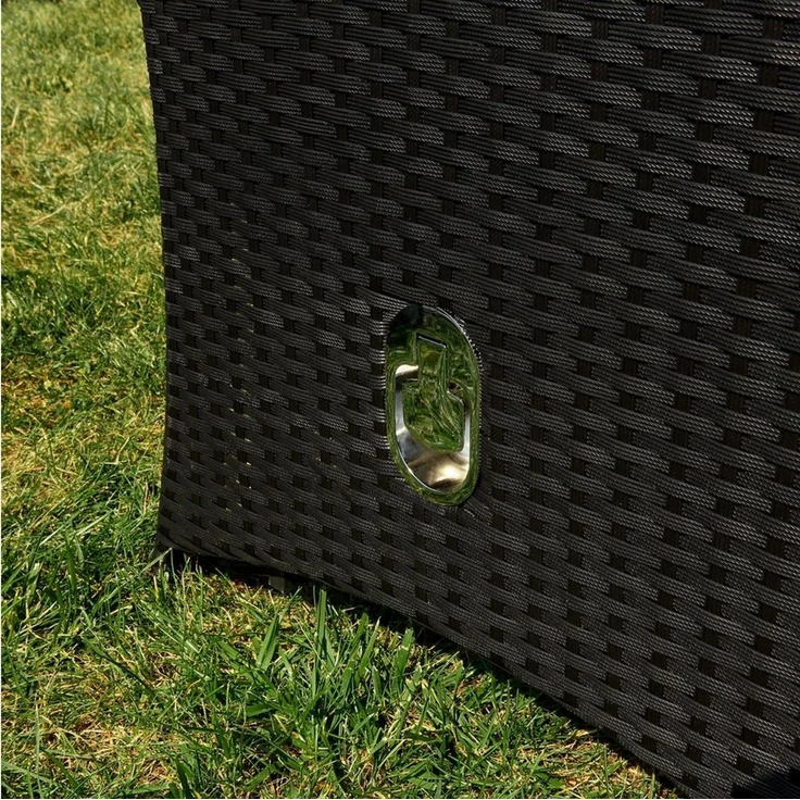 Melko Sitzgruppe Gartenmöbel Set Sitzgarnitur Polyrattan Schwarz Sitzgruppe Essgarnitur, (elegantes Set im Lounge-Design, 3-tlg, inkl. Auflagen für mehr Komfort), 3-teiliges Rattanmöbel Set mit verstellbarer Rücken- & Fußlehne – Bild 3