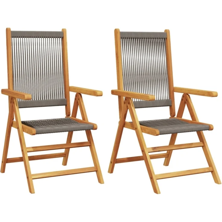 vidaXL Gartenstühle 2 Stk. Grau Massivholz Akazie und Polypropylen 367655 – Bild 11