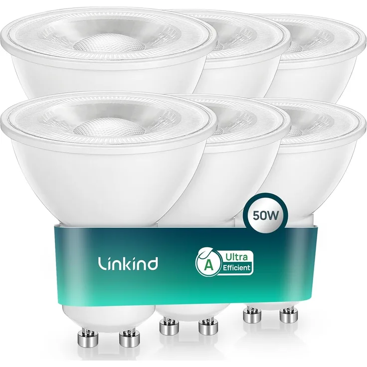 Linkind Ultraeffiziente GU10 LED Birne, 2W=50W, 4000K Neutralweiß von Energieeffizienz-Label-A, Nicht Dimmbar GU10 Glühbirne 360Lm, 36° Mittlerer Abstrahlwinkel, Klasse A LED Birne, 6 Stück