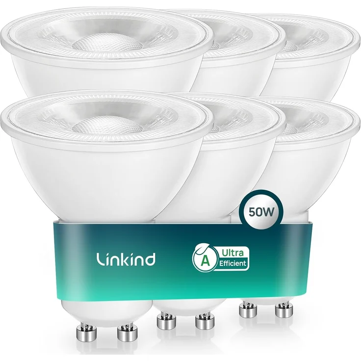 Linkind Ultraeffiziente GU10 LED Birne, 2W=50W, 4000K Neutralweiß von Energieeffizienz-Label-A, Nicht Dimmbar GU10 Glühbirne 360Lm, 36° Mittlerer Abstrahlwinkel, Klasse A LED Birne, 6 Stück