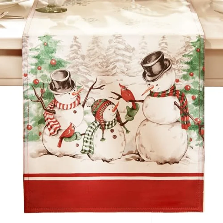 Elrene Home Fashions Snowman Winterland Holiday Snowflake Tischläufer, Bunt, 13"x70" (Table Runner) – Bild 2