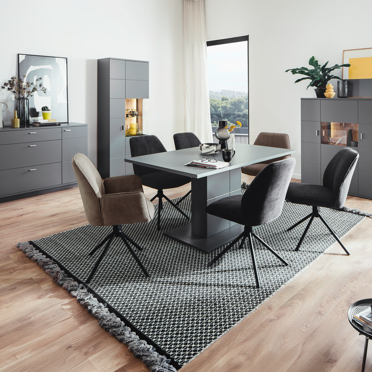 Wohn Schick MAGON Esstisch 90x160,Front/Korpus: Royal grau,Gestell: Royal grau - H 77 cm x T 90 cm x B 160 cm – Bild 4