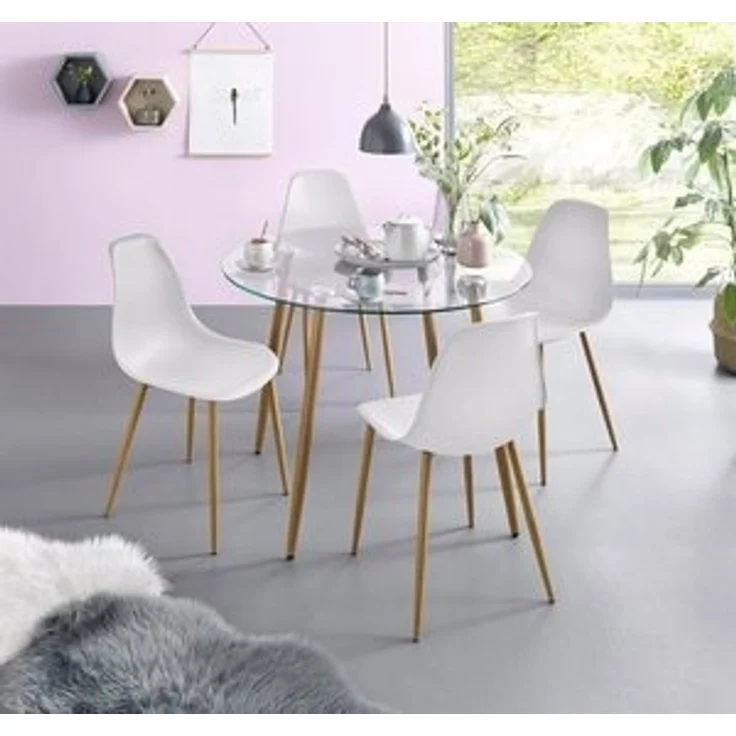 INOSIGN Essgruppe Miller, (Set, 5-tlg), Glastisch mit 4 Stühlen (Kunststoffschale) – Bild 6