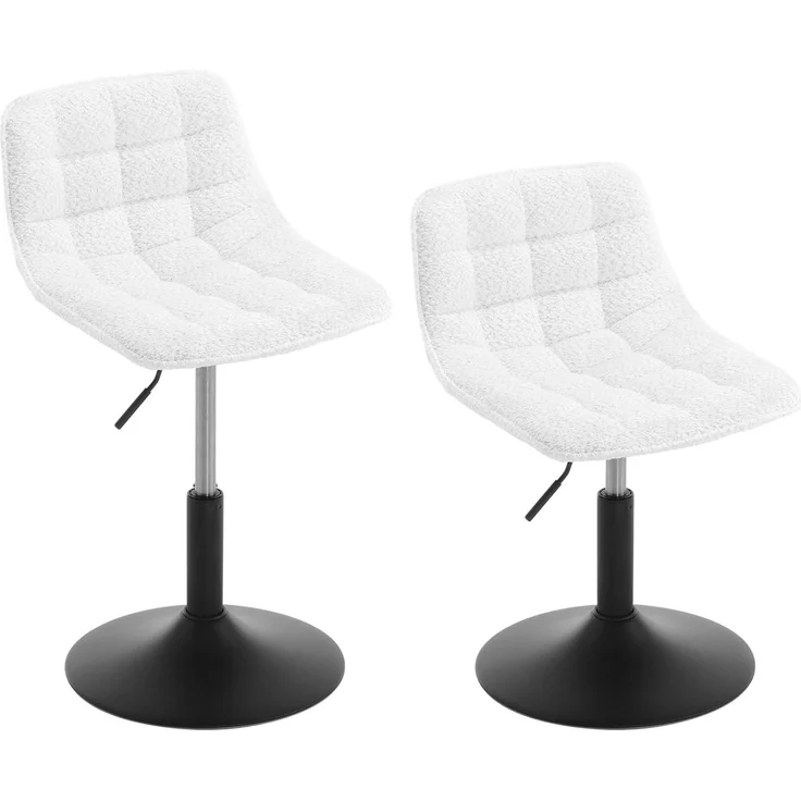 WOLTU Schminktisch Stuhl Hocker 2er Set für Schminktisch, Schlafzimmer & Esszimmer - Höhenverstellbar, 360° Drehbar mit Rückenlehne, aus Bequemer Chenille, Weiß