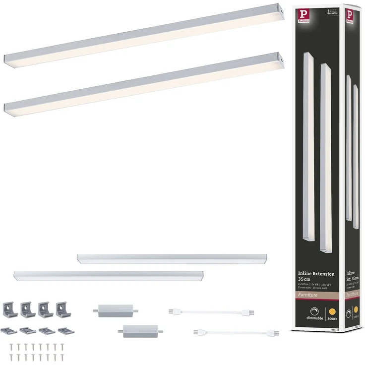 LED Unterschrankleuchte Inline Erweiterungsset 3000K dimmbar 2x4W 350x26mm 2x350lm 24V Chrom matt – Bild 6