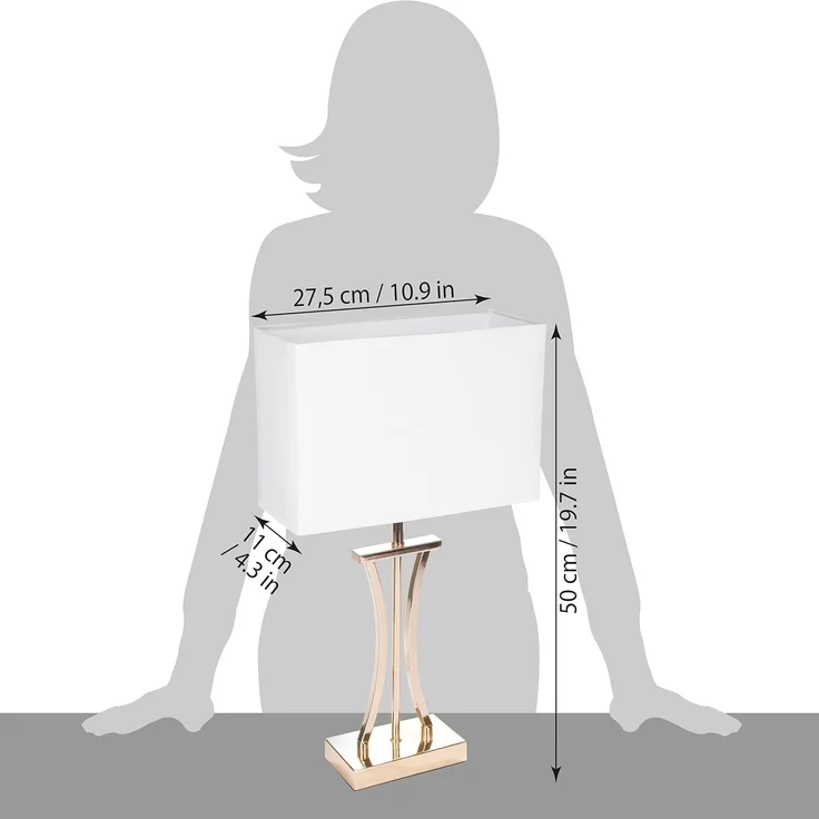 BRUBAKER Nachttischlampe Tischlampe Goldene Säule - Design Nachttischlampen Gold, ohne Leuchtmittel, Vintage Tischleuchten aus Metall, Höhe 50 cm, Schirm Weiß – Bild 6