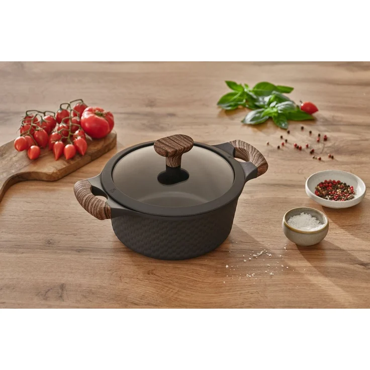 RESTO Kitchenware Bratentopf Ran, Kochtopf antihaftbeschichtet und spülmaschinenfest, Aluminiumguss (2-tlg), Geeignet für alle Herdarten, auch Induktion, im Geschenkkarton – Bild 2