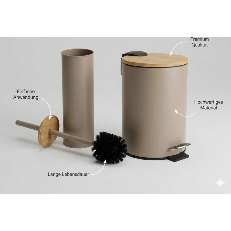 LikeKa Badaccessoire-Set 2 teilig Toilettenbürste und Kosmetikeimer matt mit Absenkautomatik – Bild 3