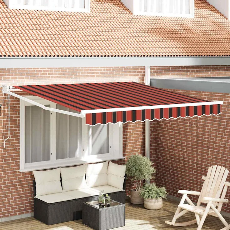 Einziehbare Markise, Sonnenmarkise Orange und Braun 300 x 250 cm