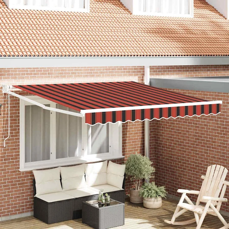Einziehbare Markise, Sonnenmarkise Orange und Braun 300 x 250 cm – Bild 1