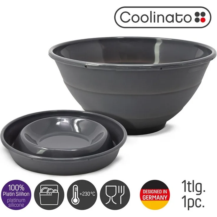 Coolinato Schüssel 24 cm grau aus Silikon, Silikon