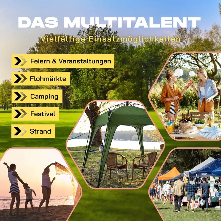 Lumaland 'Where Tomorrow' Pavillon, Polyester, 250 x 250 x 190 cm, Dunkelgrün – Bild 10
