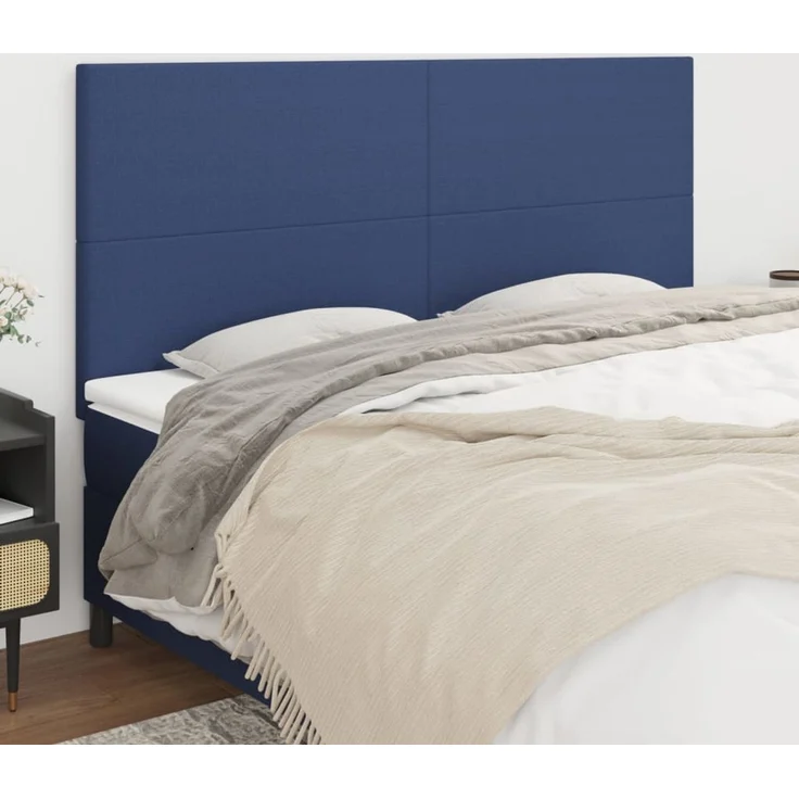 vidaXL Kopfteile 4 Stk. Blau 100 x 5 x 78/88 cm Stoff 3116080 – Bild 1