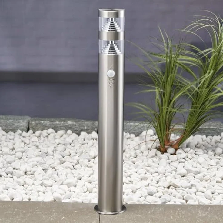 Lindby Edelstahl LED Wegeleuchte 60 cm, Pollerleuchte mit Bewegungsmelder, spritzwassergeschützt IP44, 11W, warmweiß – Bild 3