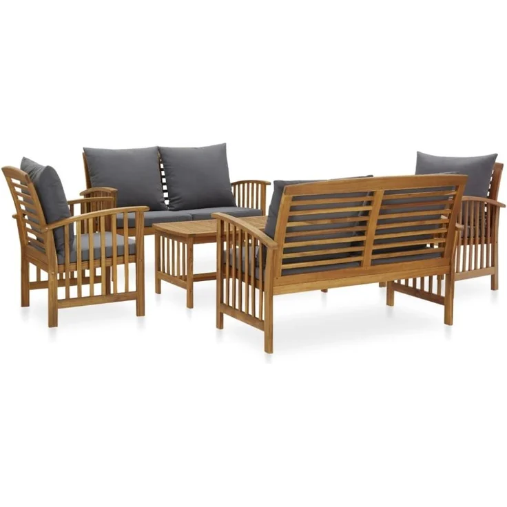 vidaXL 5-tlg. Garten-Lounge-Set mit Auflagen Massivholz Akazie 3057981 – Bild 1