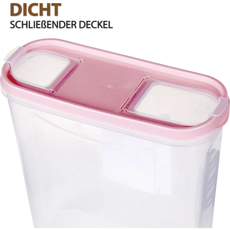Vorratsdosen mit Deckel 4,5 Liter ( 4er Pack / Altrose ), Luftdicht Schüttdose BPA frei, Vorratsbehälter Set - Frischhaltedosen Klappdeckel – Bild 4