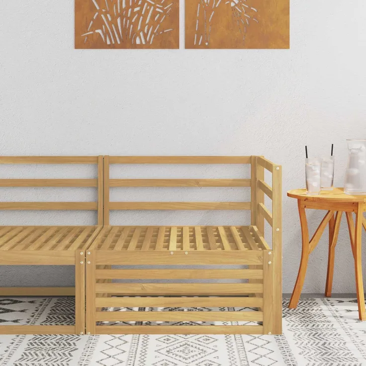 vidaXL Outdoor Ecksofa Massivholz Akazie Weiß 83 x 83 x 73 cm 901571