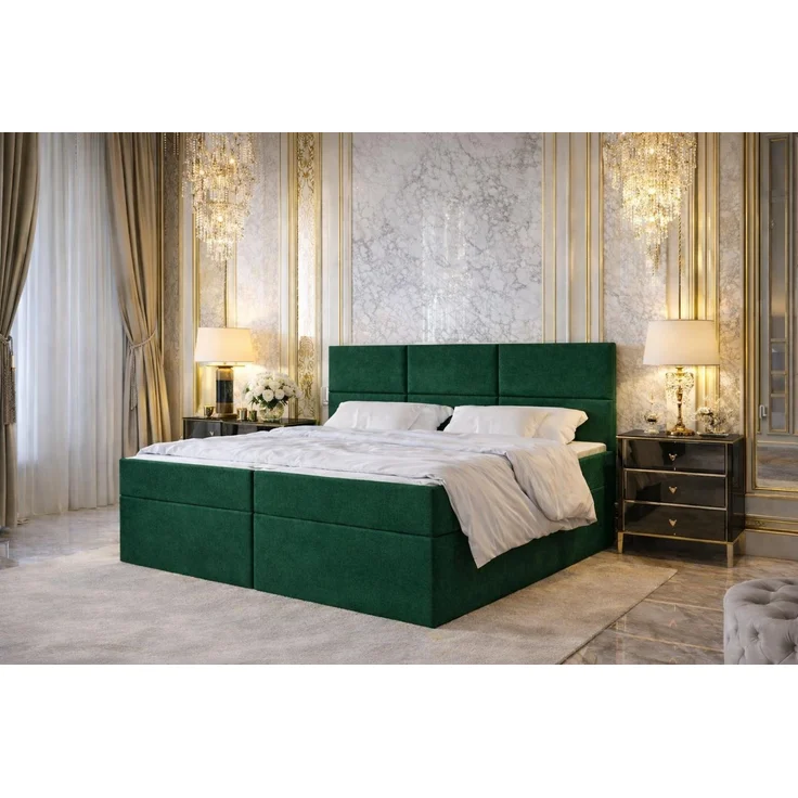 KRISAN MÖBEL Kontinentalbett DREAM2 Dunkelgrün mit 2 Bettkasten und ergonomischem Topper, Bonell-Federkern Matratze Grün, 120 x 200 cm – Bild 5