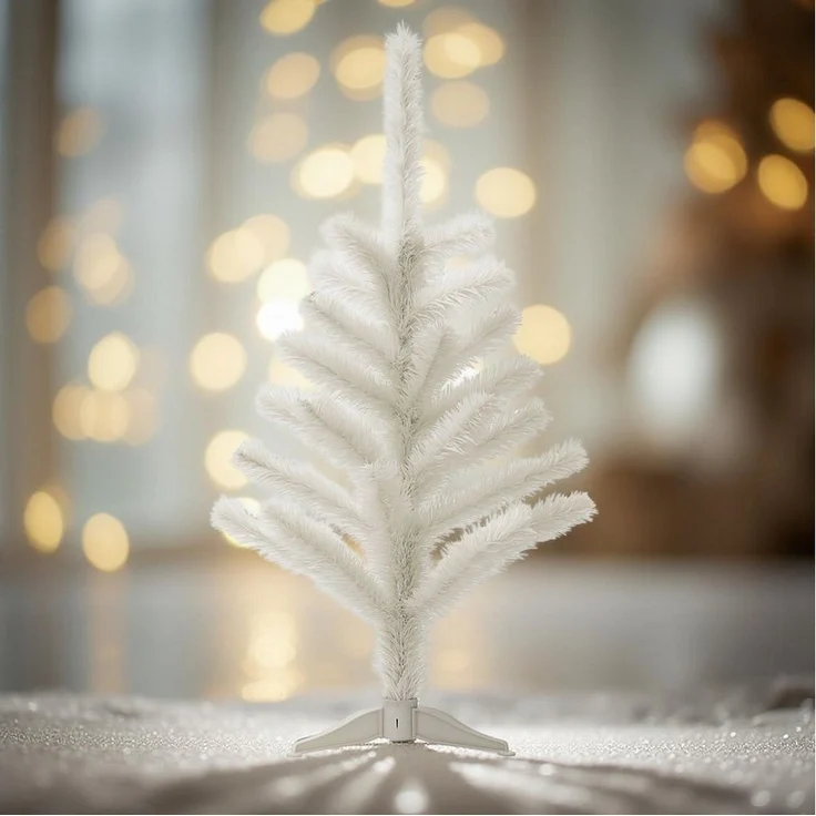Künstlicher Weihnachtsbaum Weiß 30 und 60 cm – Deko Tannenbaum Weihnachten mit stabilem Standfuß – Nadelt nicht, ideal für Tisch & Fensterbank – Bild 3
