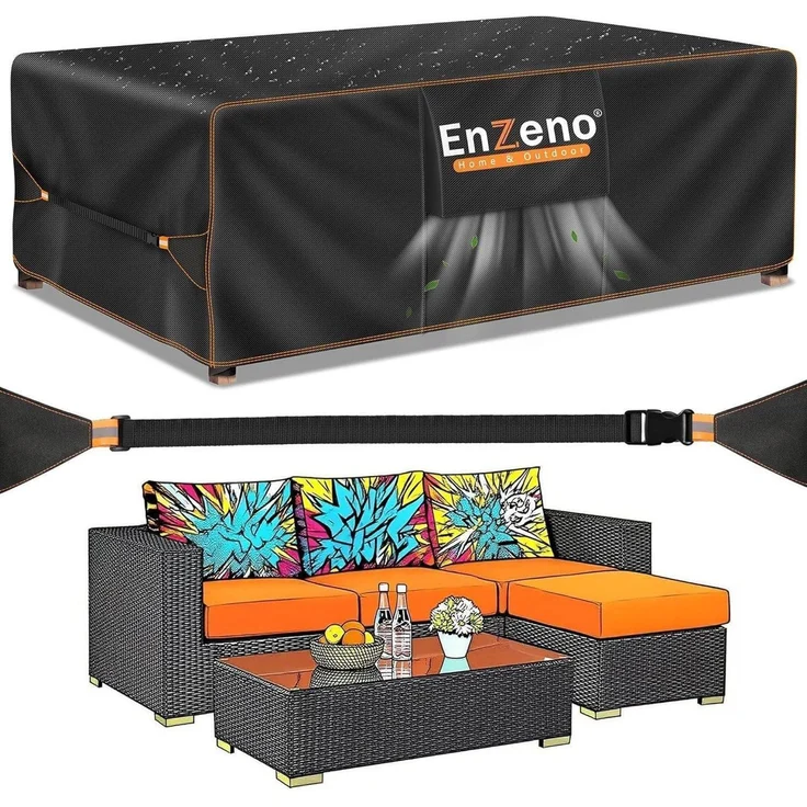 Enzeno Abdeckung Gartenmöbel 242x182cm Wasserdicht Winterfest Loungemöbel – Bild 1