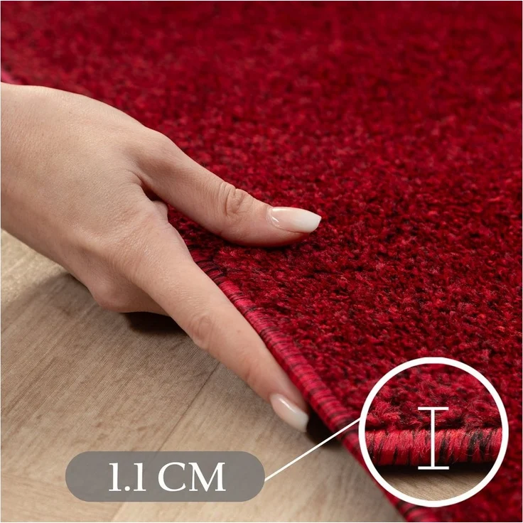 Carpettex Veloursteppich Unicolor - Einfarbig, Läufer, Höhe: 11 mm, Einfarbig Kurzflor Teppich Wohnzimmer verschiedene farben und größen – Bild 3