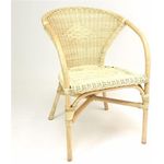 Rattanstuhl "Natur" lackiert, mit Armlehnen, handgefertigt, Korbstuhl, Bistrostuhl, Rattansessel