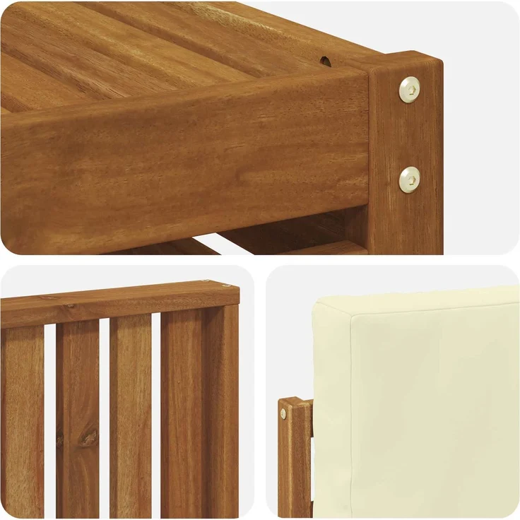 vidaXL Outdoor-Sofagarnitur 7 stk. 5-Sitzer Natur und Creme 3375125 – Bild 8