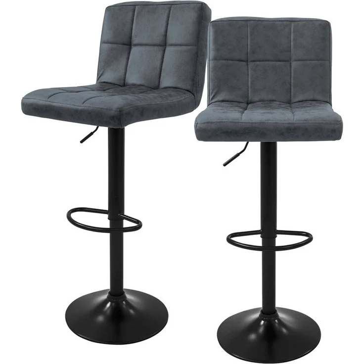 ML-DESIGN Barhocker Gepolsterter Barstuhl mit Rückenlehne und Fußstütze, 360° drehbar (2 St), Drestuhl höhenverstellbar 63-83 cm, Anthrazit, Bezug aus Kunstleder – Bild 5