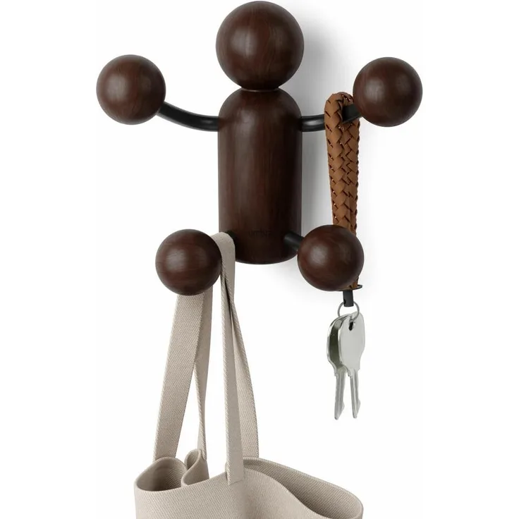Umbra Woody Haken, Dekorative Wandgarderobe mit 4 Haken für Eingang, Schlafzimmer und Büro