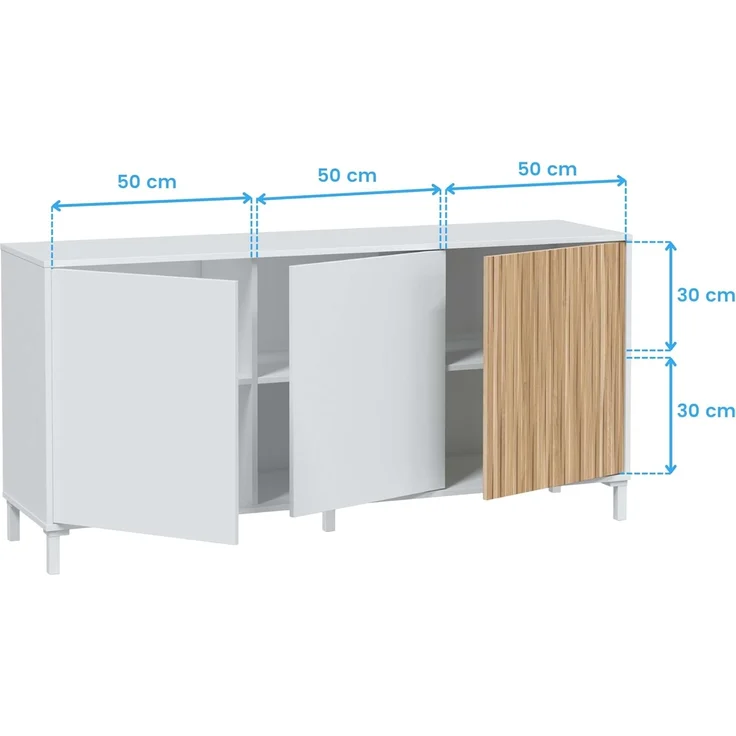 Calicosy Buffet 3 Türen L154 cm - Ethna - Weiß – Bild 8
