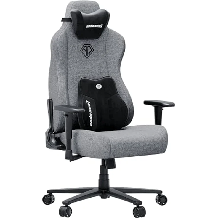 Anda Seat Novis Ultra Gaming Stuhl - Extra großer Ergonomischer Gaming Stuhl mit LendenstüTZE und verstellbare Armlehnen, Gamerstuhle für Erwachsene aus Leinenstoff, Grauer Stoff Gamer Sessel – Bild 2