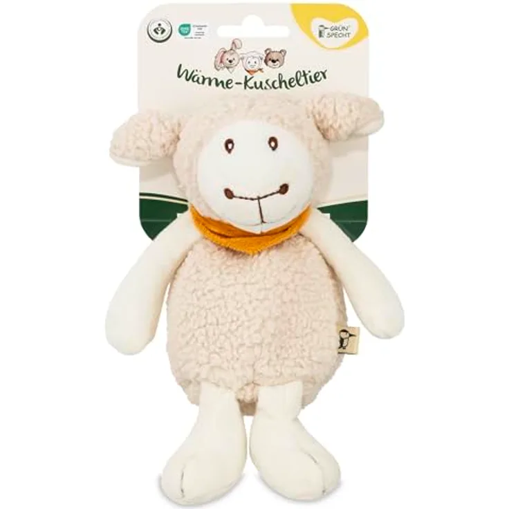 GRÜNSPECHT Wärme-Kuscheltier, Innenkissen mit Rapssamenfüllung, Schaf Baby | Medizinprodukt: Innenkissen aus 100% Baumwolle, für Mikrowelle & Backofen, Bezug waschbar - bei Bauchschmerzen