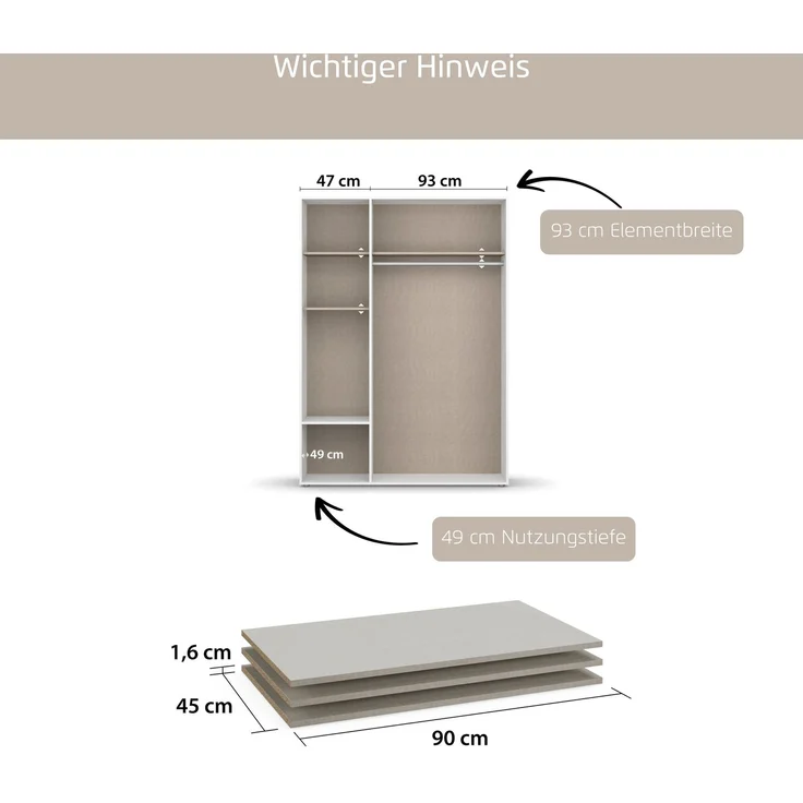 rauch Zubehör, Einlegeböden 3er-Set, für Kleiderschränke von rauch mit einer Elementbreite von 93 cm – Bild 3