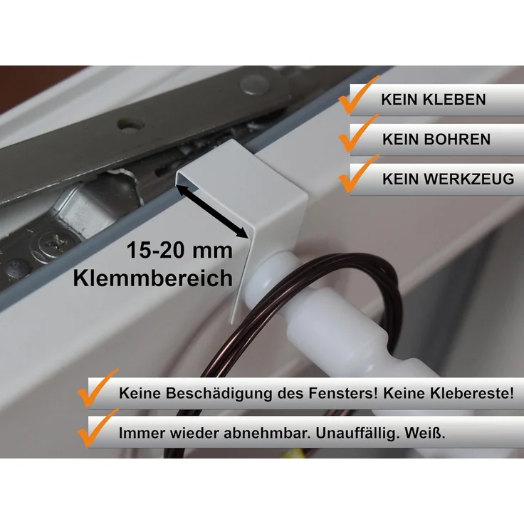 dekondo Fensterhaken mit Distanzhalter, Abstandhalter, geeignet für einen Klemmbereich von 15-20 mm, (2-St), für Fensterdekorationen, Sterne, Kränze etc. – Bild 3