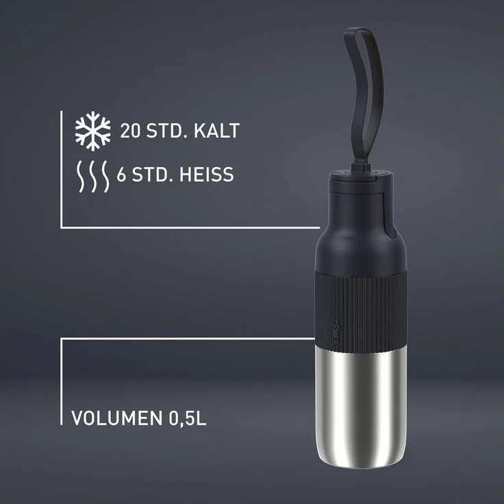 Emsa Isolierflasche beYou Flip, mit Flip-Verschluss und Trageband, 100% dicht, spülmaschinengeeignet – Bild 3