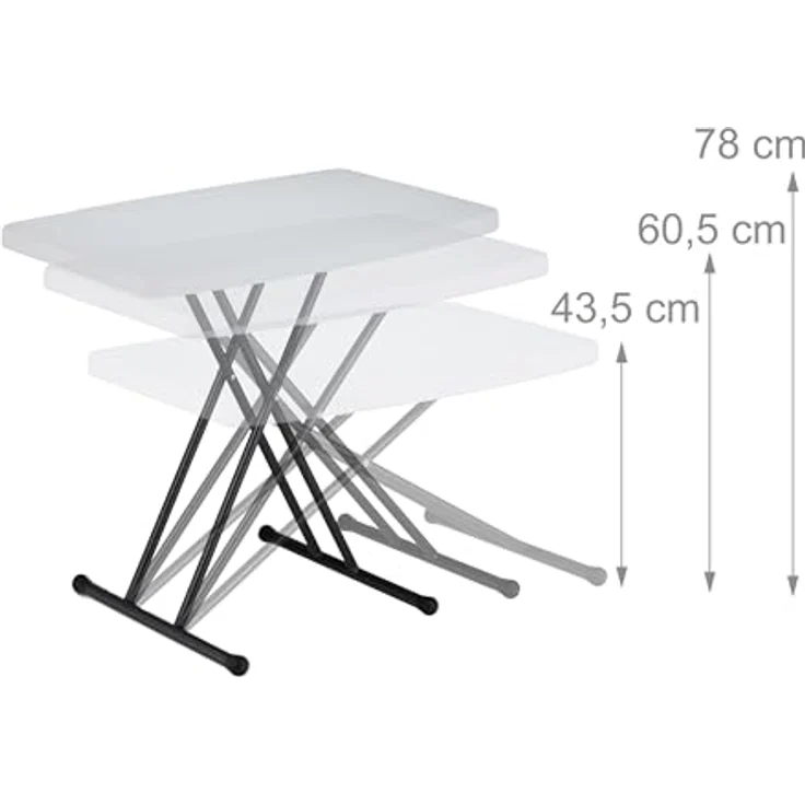 Relaxdays Campingtisch, rechteckig, Weiß, faltbar, 78x71x49 cm, klappbar, höhenverstellbar, für Garten und Camping – Bild 5