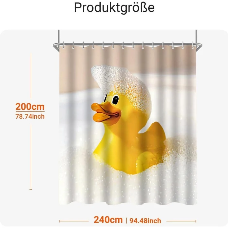 Duschvorhang Gelbe Ente Duschvorhang 240x200cm, Wasserabweisend, Antischimmel – Bild 6